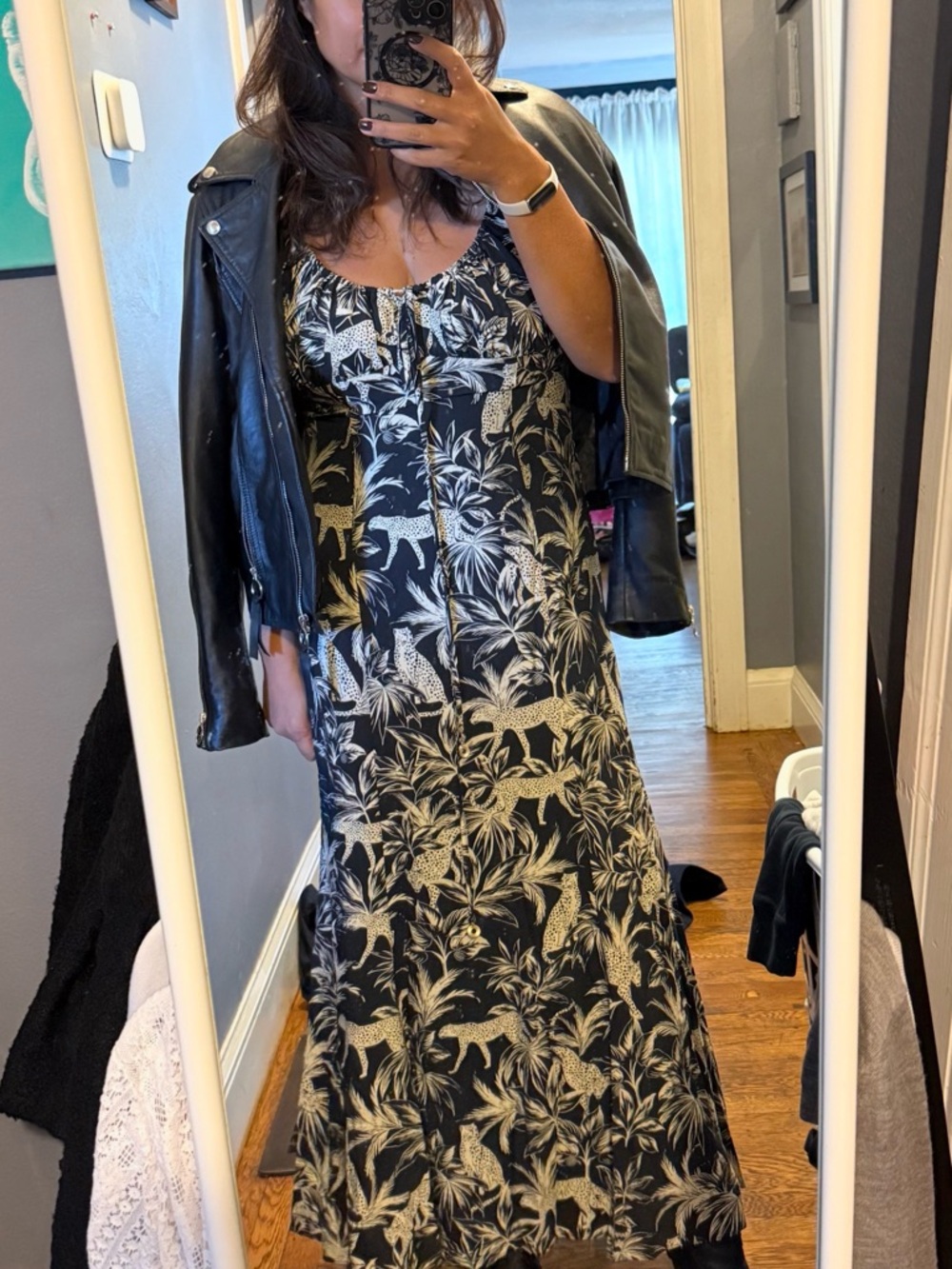 Taylor Black and Cream Tropical Print Maxi Dress